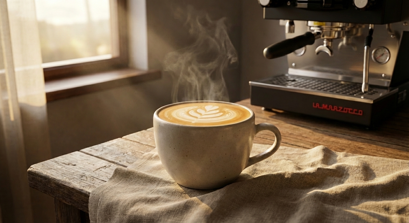 Flat White pred strojem